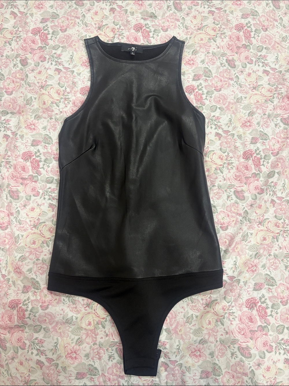 Black Faux Leather Sleeveless Bodysuit
